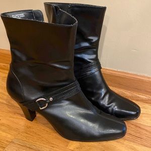 Karen Scott black leather boots 3 inch heel size 9.5